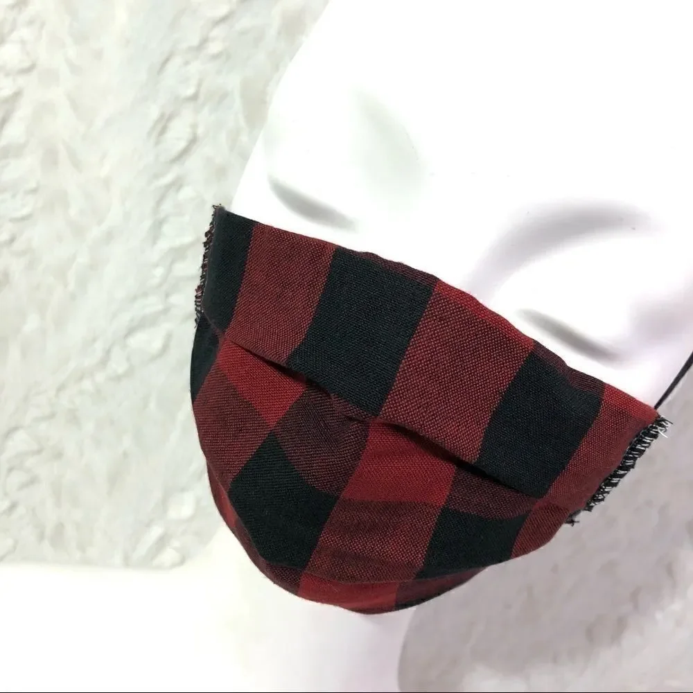 Buffalo plaid red face mask PPE protection cover
